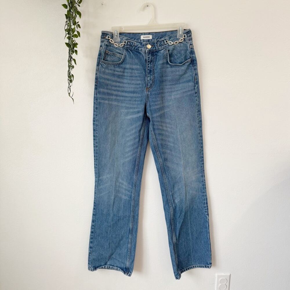 Sandro High Rise Blue Women's Jeans with Chain Detail Sz 40/8 - Picture 2 of 13